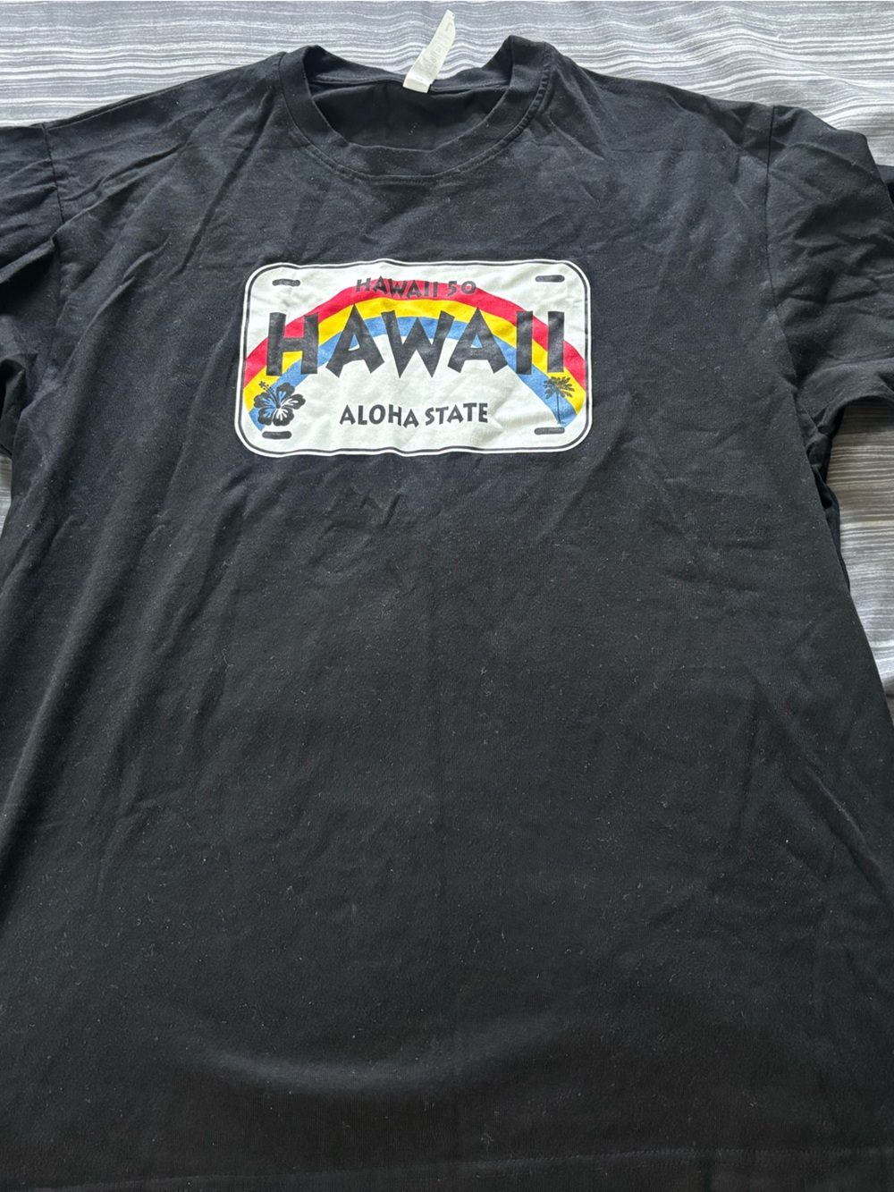 Hawaii License Plate Graphic Black T-Shirt